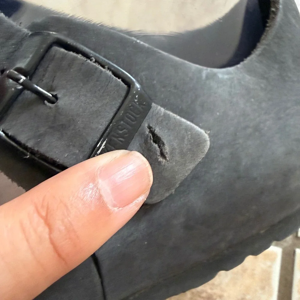 Birkenstock T-Strap Black Oiled Leather Clogs Mary Jane EU 40 L9 M7 Germany - Picture 7 of 14